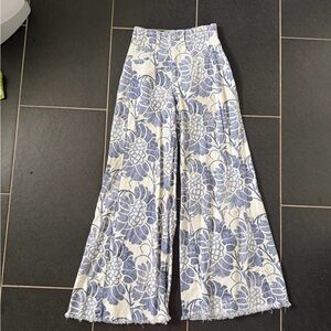 Anthropologie The Adi Printed Linen Mid Rise Flare Pant by Pilcro size 24